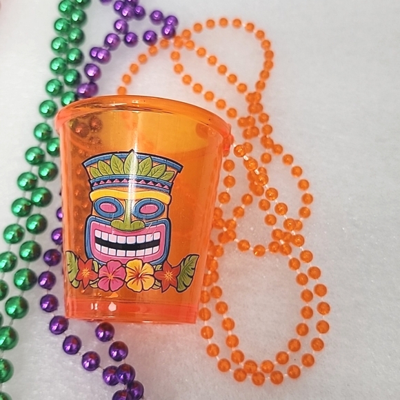 Mardi Gras Purple Crown, Green Shamrock, Red Crab,and Orange shot cup Necklaces. - Picture 2 of 7
